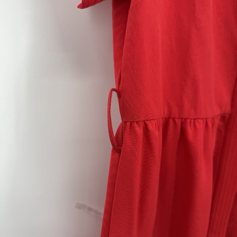 Tuckernuck Red Chloe Midi Dress sz M A-Line Collared Button Down **NO BELT** - Picture 6 of 9